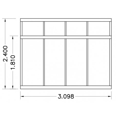 Schets 2: Helios Seniorenkas 7,30m² Janssens natuurlijk aluminium en gehard glas met sokkel