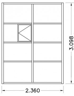 Schets 3: Helios Seniorenkas 7,30m² Janssens natuurlijk aluminium en gehard glas met sokkel
