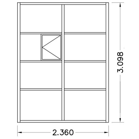 Schets 3: Helios Seniorenkas 7,30m² Janssens natuurlijk aluminium en gehard glas met sokkel