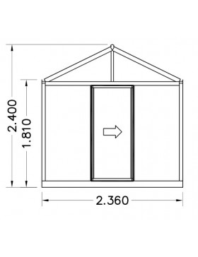 Schets 1: Helios Seniorenkas 10,80m² Janssens natuurlijk aluminium en gehard glas met sokkel