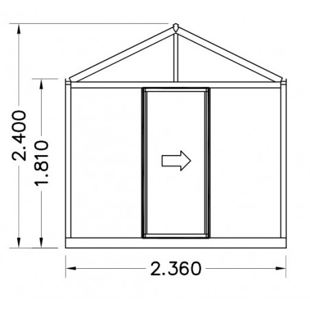 Schets 1: Helios Seniorenkas 10,80m² Janssens natuurlijk aluminium en gehard glas met sokkel