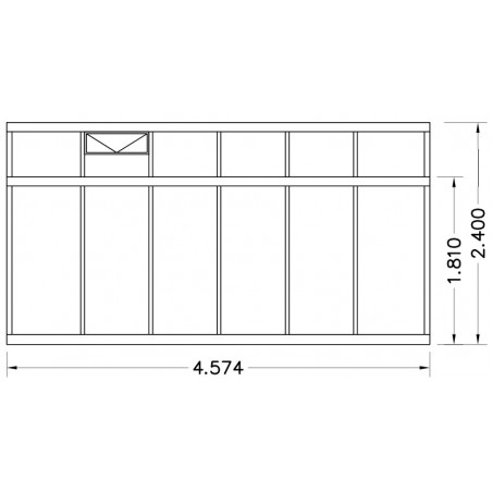 Schets 2: Helios Seniorenkas 10,80m² Janssens natuurlijk aluminium en gehard glas met sokkel
