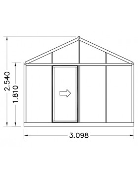 Schets 1: Helios Seniorenkas 14,20m² Janssens natuurlijk aluminium en gehard glas met sokkel
