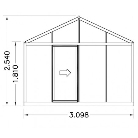 Schets 1: Helios Seniorenkas 14,20m² Janssens natuurlijk aluminium en gehard glas met sokkel