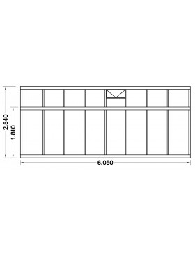Schets 3: Helios Seniorenkas 18,80m² Janssens natuurlijk aluminium en gehard glas met sokkel