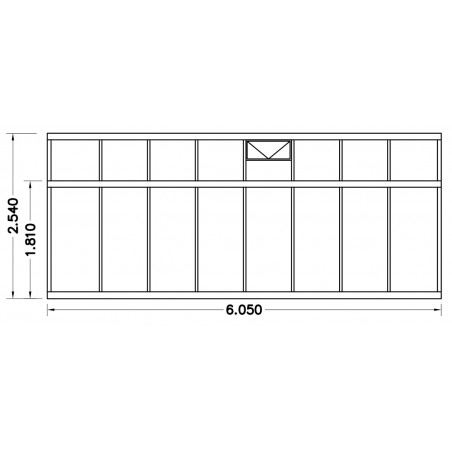 Schets 3: Helios Seniorenkas 18,80m² Janssens natuurlijk aluminium en gehard glas met sokkel