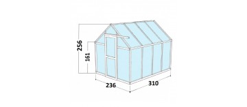 Janssens Eos Junior 7,30m² kas, zwart gelakt aluminium met gehard glazen voet
