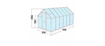 Janssens Eos Junior 10,8m² kas afmetingen: zwart gelakt aluminium met gehard glas en voet