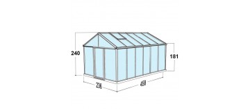 Afmetingen: Helios Seniorenkas 10,80m² Janssens gelakt aluminium en gehard glas met sokkel