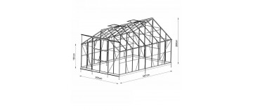 abmessungen Saphir Serre 14,60m2 in schwarz lackiertem Aluminium und gehärtetem Glas mit Basis