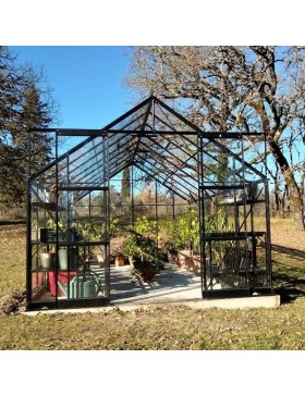 Pack promo n°2 - Saphir Serre 14,60m2 in schwarz lackiertem Aluminium und gehärtetem Glas mit Basis