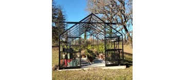Pack promo n°2 - Saphir Serre 14,60m2 in schwarz lackiertem Aluminium und gehärtetem Glas mit Basis
