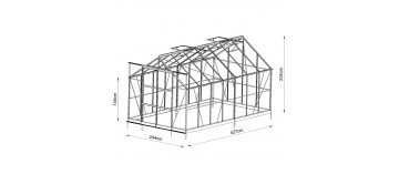 dimensions Serre Jade 10,40 m² en aluminium laqué noir et verre trempé avec base