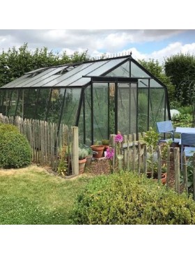 Zwart gelakte aluminium kas en gehard glas S208-BLACKLINE