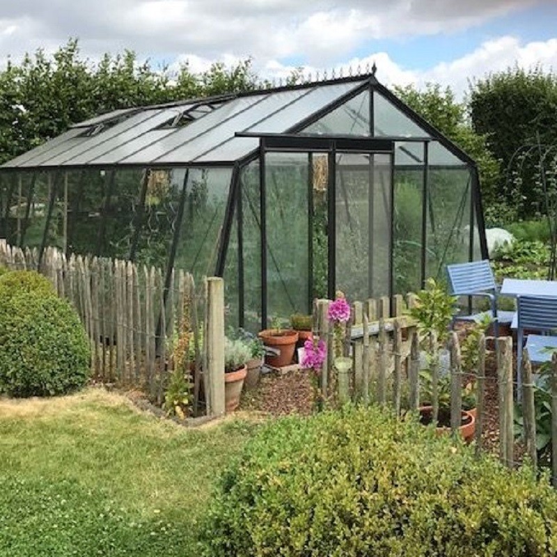 Zwart gelakte aluminium kas en gehard glas S208-BLACKLINE