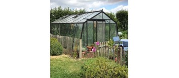 Zwart gelakte aluminium kas en gehard glas S208-BLACKLINE