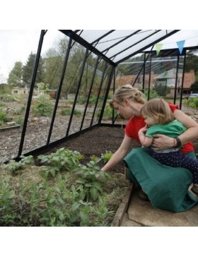 Binnenkas: zwart gelakt aluminium en gehard glas S208-BLACKLINE