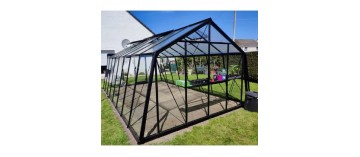 Prestige kas 22.53m , in zwart gelakt aluminium en ACD gehard glas