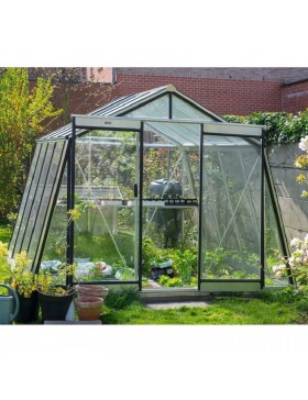 Prestige kas, 22.53m , in natuurlijk aluminium en gehard glas