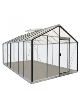 Prestige kas 15.88m in natuurlijk aluminium en R307H ACD gehard glas (kaal frame)