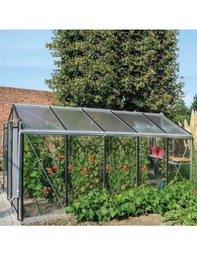 Prestige kas van 8,61 m² in natuurlijk aluminium en ACD R205H gehard glas