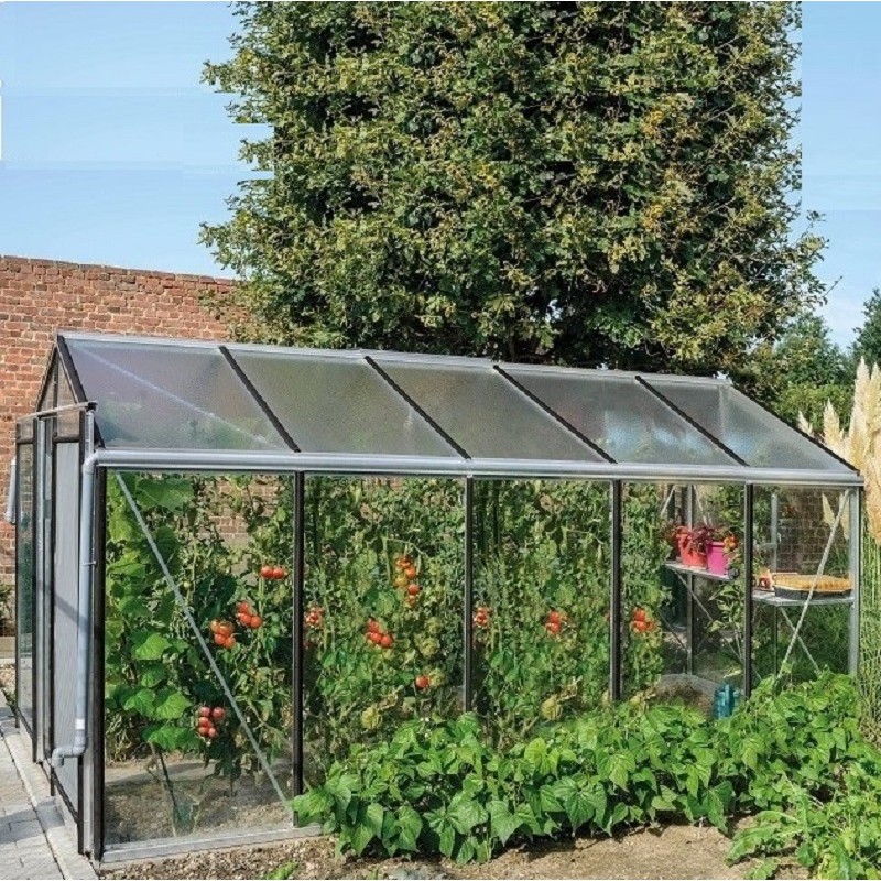 Prestige kas van 8,61 m² in natuurlijk aluminium en ACD R205H gehard glas