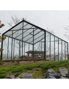 Prestige kas 13.62m in zwart gelakt aluminium en ACD gehard glas