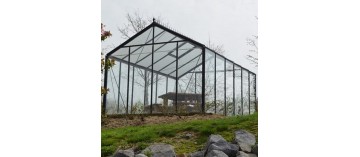 Prestige kas 13.62m in zwart gelakt aluminium en ACD gehard glas