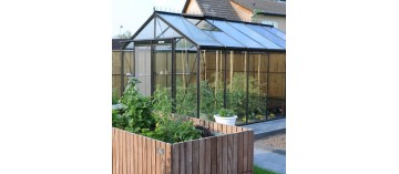 Prestige kas 13.62m in zwart gelakt aluminium en ACD gehard glas