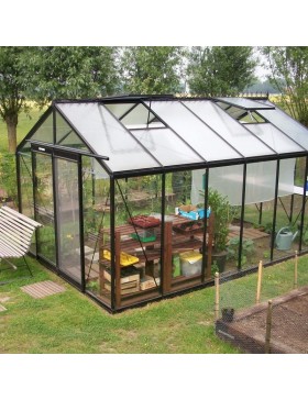 Prestige hoge kas 13.62m , gemaakt van zwart gelakt aluminium en gehard glas