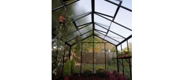 Prestige hoge kas 13.62m , gemaakt van zwart gelakt aluminium en gehard glas