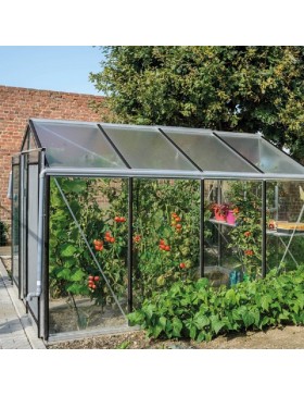 Prestige kas, 6,91 m², in natuurlijk aluminium en gehard glas