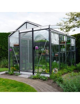 Kas R204, 6,91 m², gemaakt van natuurlijk aluminium en gehard glas