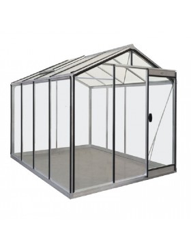 Prestige kas 6,91m² in natuurlijk aluminium en blank gehard glas