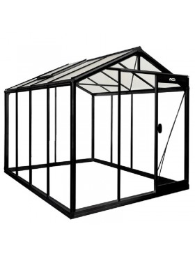 Prestige ACD 6,91m² kas in zwart gelakt aluminium en R204 gehard glas BLACKLINE