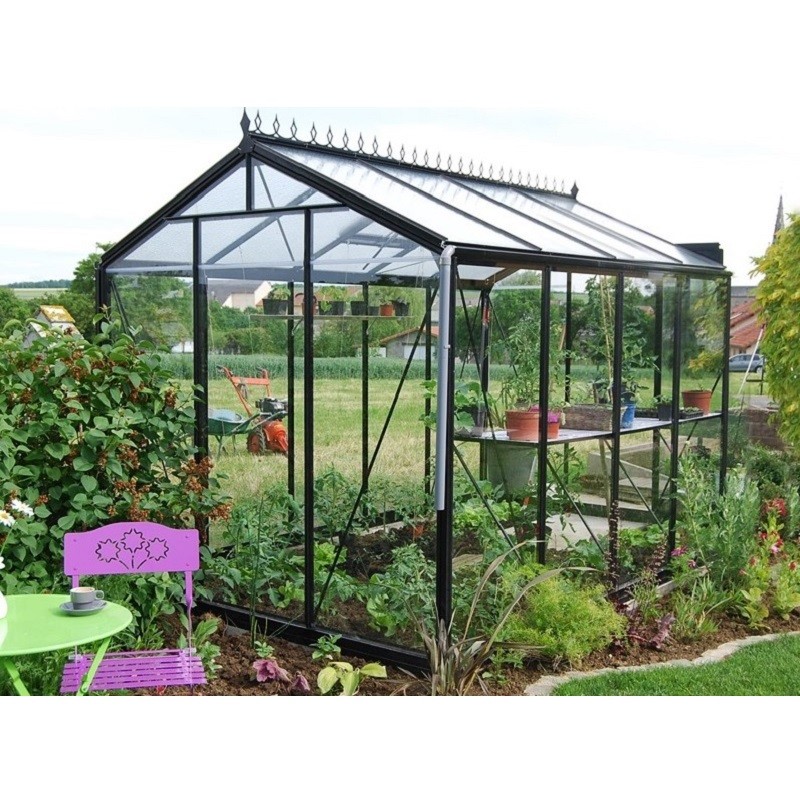 Prestige ACD 6,91m² kas in zwart gelakt aluminium en R204 gehard glas ZWART