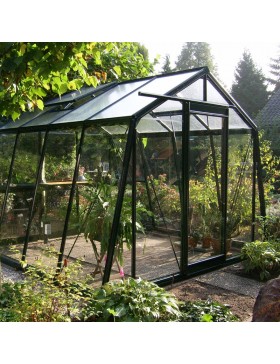 Prestige kas 9.12m in zwart gelakt aluminium en S104H gehard glas