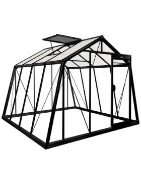 Prestige kas 9.12m in zwart gelakt aluminium en blank ACD gehard glas