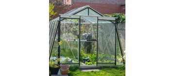 Prestige kas 13.62m in natuurlijk aluminium en S106H gehard glas