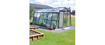 Prestige kas 13.62m in zwart gelakt aluminium en S106H gehard glas