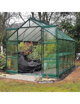 Promotiepakket #2 - Jade 7,50m² kas in groen gelakt aluminium en gehard glas met voet