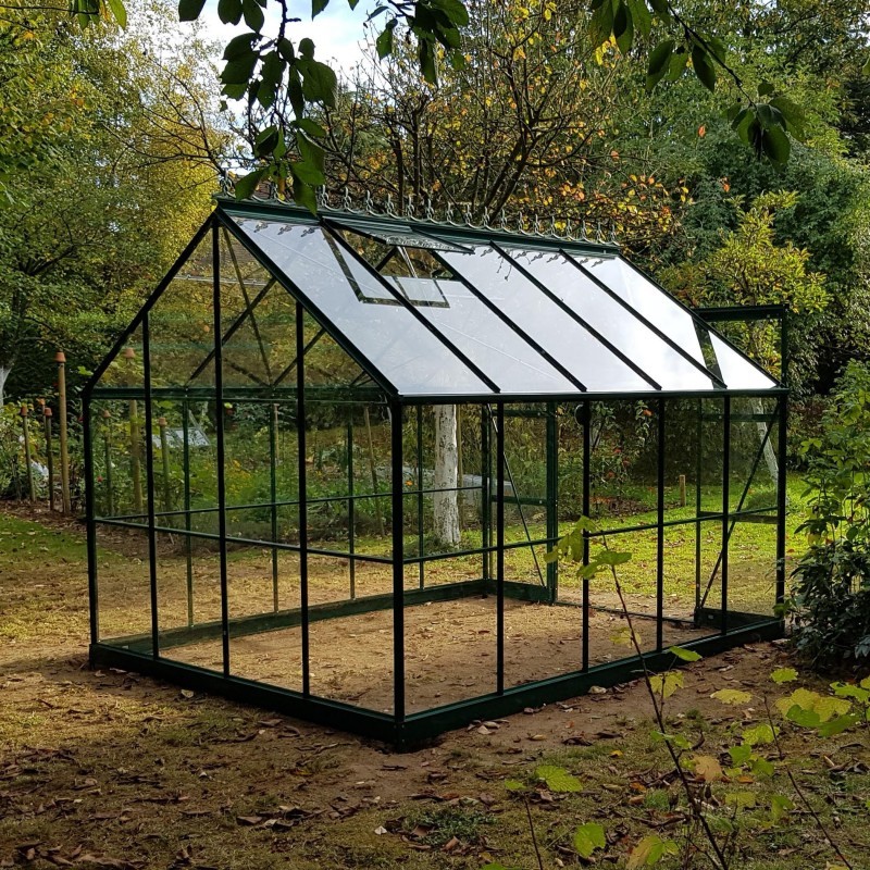 Promotiepakket #2 - Jade 7,50m² kas in zwart gelakt aluminium en gehard glas met voet