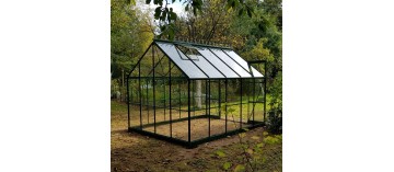 Promotiepakket #2 - Jade 7,50m² kas in zwart gelakt aluminium en gehard glas met voet