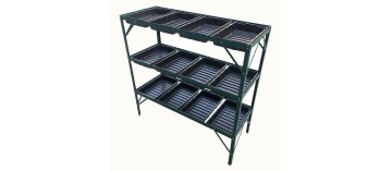 Table semis 12 bacs armature aluminium laqué vert ciel mon jardin