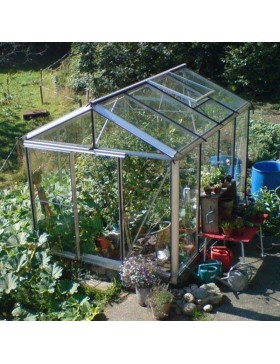 Janssens Helios Seniorenkas 10,80m² natuurlijk aluminium en gehard glas met sokkel