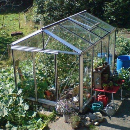 Janssens Helios Seniorenkas 10,80m² natuurlijk aluminium en gehard glas met sokkel