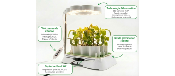 Kit de Semis Complet Germie    Serre d’Intérieur avec Lampe LED, Tapis Chauffant et Système de Germination Innovant