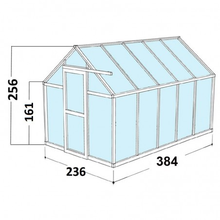 Janssens Eos Junior Kas afmetingen: 9,10m² natuurlijk aluminium en gehard glas met voet
