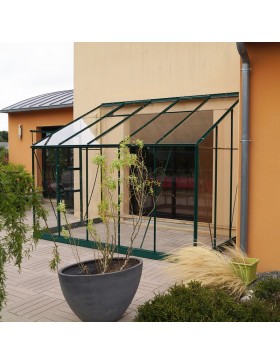 Rubis 6m2 Rückenlehne aus grün lackiertem Aluminium und gehärtetem Glas mit Basis