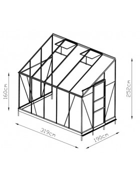 abmessungen Hintergrundglas Rubis 6m2 in schwarz lackiertem Aluminium und gehärtetem Glas mit Basis